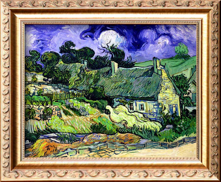 Thatched Cottages At Cordeville, Auvers Sur Oise,C.1890 By Vincent Van Gogh